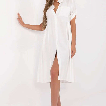 Tres Elite Midi Flared Shirt Dress Viscose Blend Comfort - Très Elite