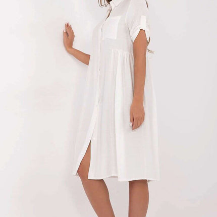 Tres Elite Midi Flared Shirt Dress Viscose Blend Comfort - Très Elite