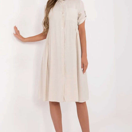 Tres Elite Midi Flared Shirt Dress Viscose Blend Comfort - Très Elite