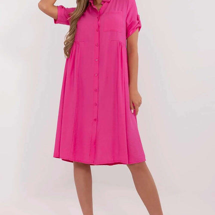Tres Elite Midi Flared Shirt Dress Viscose Blend Comfort - Très Elite