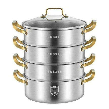 316 Stainless Steel Steamer Pot — Multi-Layer, 4 Sizes