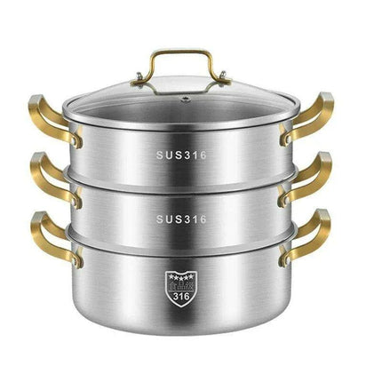 316 Stainless Steel Steamer Pot — Multi-Layer, 4 Sizes