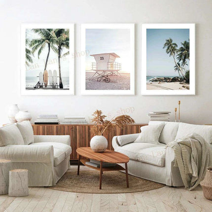 Tropical Bliss: Pink Sands & Palms Wall Art Print - Très Elite