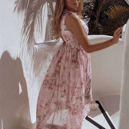 Tropical Blossom Sleeveless Maxi Dress for Exotic Escapes - Très Elite