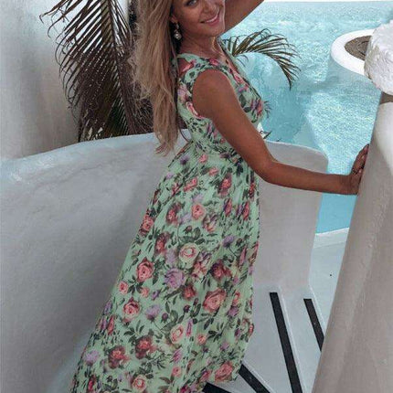 Tropical Blossom Sleeveless Maxi Dress for Exotic Escapes - Très Elite