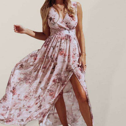 Tropical Blossom Sleeveless Maxi Dress for Exotic Escapes