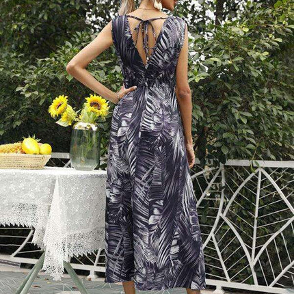 Tropical Floral V-Neck Dress for Effortless Elegance - Très Elite