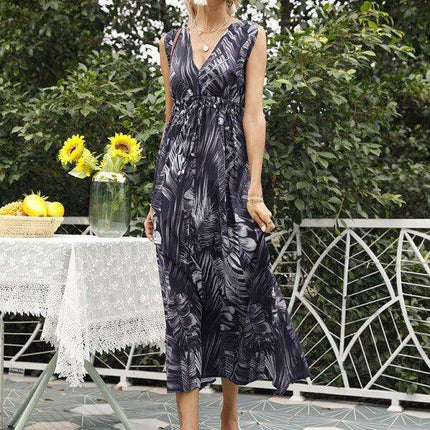Tropical Floral V-Neck Dress for Effortless Elegance - Très Elite