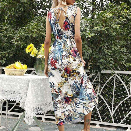 Tropical Floral V-Neck Dress for Effortless Elegance - Très Elite