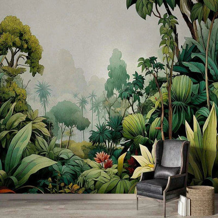 Tropical Haven Handcrafted Rainforest Wall Mural..