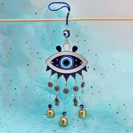 Turkish Blue Glass Evil Eye Wind Chime - Handmade Protective Home Decor - Très Elite