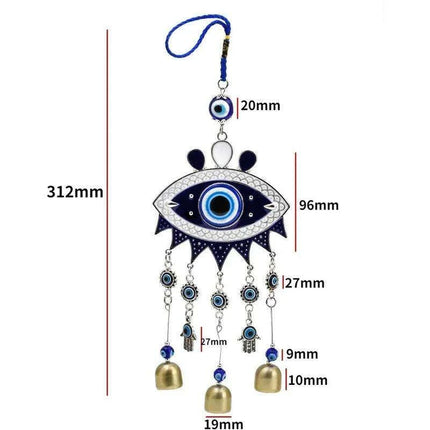 Turkish Blue Glass Evil Eye Wind Chime - Handmade Protective Home Decor - Très Elite