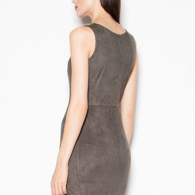 Twilight Elegance Suede Thigh-High Evening Gown with Gemstone Embellishments