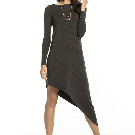 Twilight Elegance Viscose Knit Asymmetrical Hem Dress - Très Elite