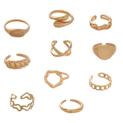 Twisted Hollow Cross Chain Ring Punk Alloy All-match Set Ring - Très Elite
