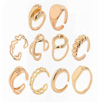 Twisted Hollow Cross Chain Ring Punk Alloy All-match Set Ring - Très Elite