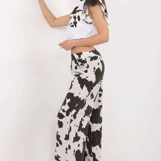 Two Piece Blouse And Wide Leg Pants Set 212521 For Women