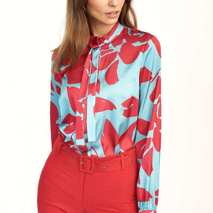 Typography Print Long Sleeve Blouse for Fashion Innovators