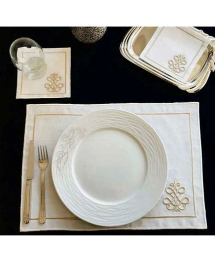 Luxurious 3D Embroidered Placemat Collection: 12-Piece Set for Exquisite Dining