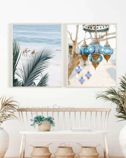 Moroccan Coastal Serenity Canvas Art - Enrich Your Space with Bohemian Charm