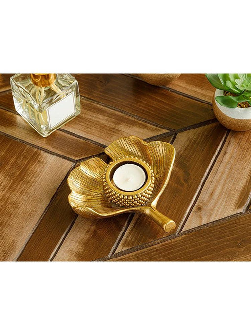 Ginkgo Leaf Gold Candle Holder - Elegant Yoga-Inspired Home Accent for Tranquil Spaces