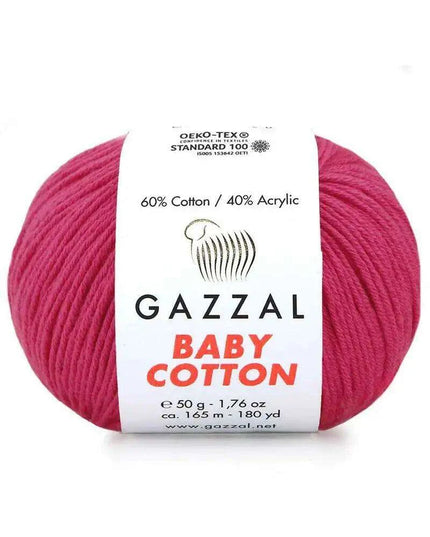 Gazzal Baby Cotton Ball Hand Knitting Yarn - 50g, 165m, Soft Cotton-Acrylic Blend for Creative Crochet & DIY Projects, Turkish Quality