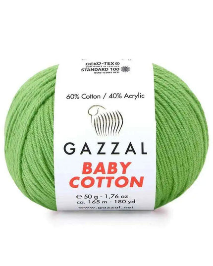 Gazzal Baby Cotton Ball Hand Knitting Yarn - 50g, 165m, Soft Cotton-Acrylic Blend for Creative Crochet & DIY Projects, Turkish Quality