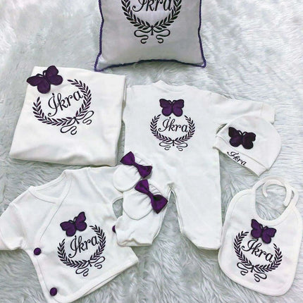 Personalized Luxury Cotton Baby Outfit Collection with Custom Embroidery