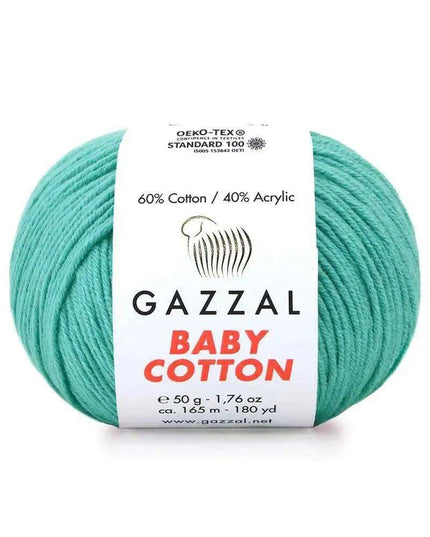 Gazzal Baby Cotton Ball Hand Knitting Yarn - 50g, 165m, Soft Cotton-Acrylic Blend for Creative Crochet & DIY Projects, Turkish Quality