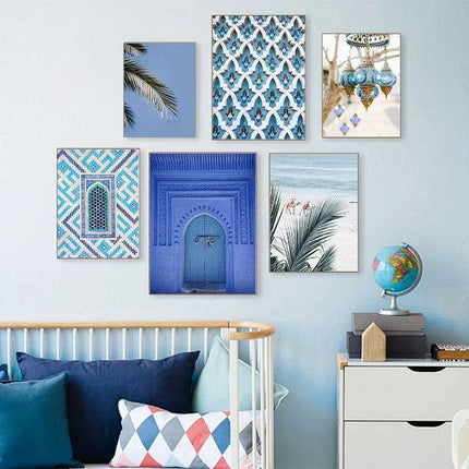 Moroccan Coastal Serenity Canvas Art - Enrich Your Space with Bohemian Charm
