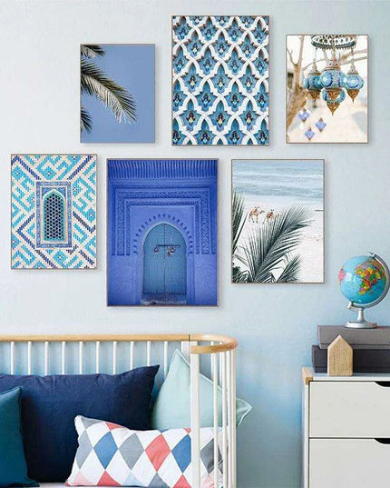 Moroccan Coastal Serenity Canvas Art - Enrich Your Space with Bohemian Charm