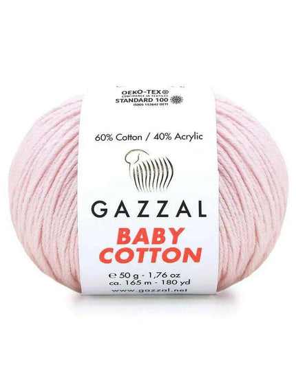 Gazzal Baby Cotton Ball Hand Knitting Yarn - 50g, 165m, Soft Cotton-Acrylic Blend for Creative Crochet & DIY Projects, Turkish Quality