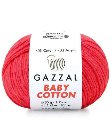 Gazzal Baby Cotton Ball Hand Knitting Yarn - 50g, 165m, Soft Cotton-Acrylic Blend for Creative Crochet & DIY Projects, Turkish Quality