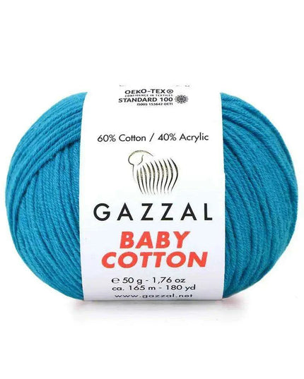 Gazzal Baby Cotton Ball Hand Knitting Yarn - 50g, 165m, Soft Cotton-Acrylic Blend for Creative Crochet & DIY Projects, Turkish Quality