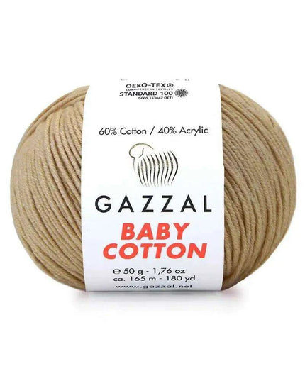 Gazzal Baby Cotton Ball Hand Knitting Yarn - 50g, 165m, Soft Cotton-Acrylic Blend for Creative Crochet & DIY Projects, Turkish Quality