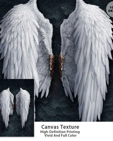 Celestial Serenity: White Angel Wings Canvas Art for Luxurious Home Aesthetics