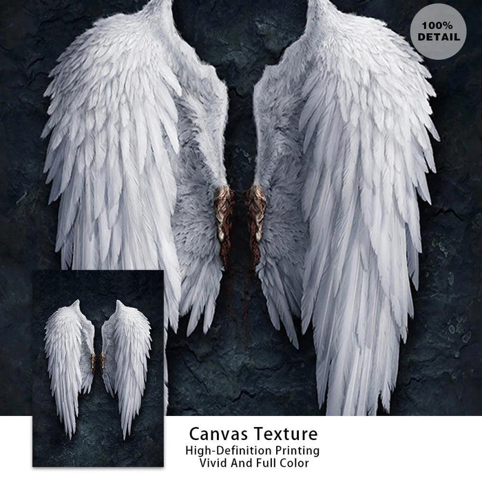 Celestial Serenity: White Angel Wings Canvas Art for Luxurious Home Aesthetics