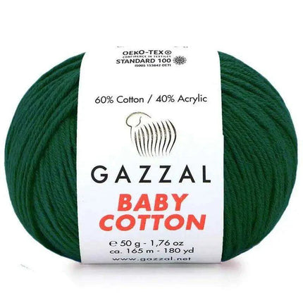 Gazzal Baby Cotton Ball Hand Knitting Yarn - 50g, 165m, Soft Cotton-Acrylic Blend for Creative Crochet & DIY Projects, Turkish Quality