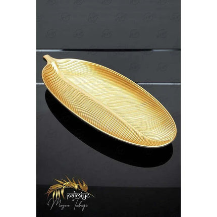 Elegant Leaf Motif Oversized Fruit Display Tray - 17x41 cm