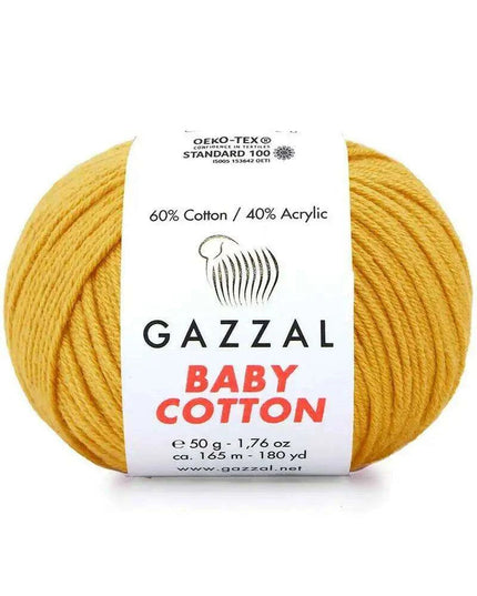 Gazzal Baby Cotton Ball Hand Knitting Yarn - 50g, 165m, Soft Cotton-Acrylic Blend for Creative Crochet & DIY Projects, Turkish Quality