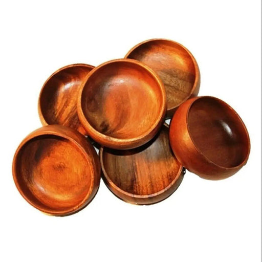 Set of 6 Stylish Acacia Wood Snack Bowls - Handcrafted in Turkeyg