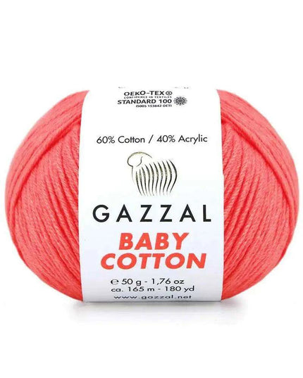 Gazzal Baby Cotton Ball Hand Knitting Yarn - 50g, 165m, Soft Cotton-Acrylic Blend for Creative Crochet & DIY Projects, Turkish Quality