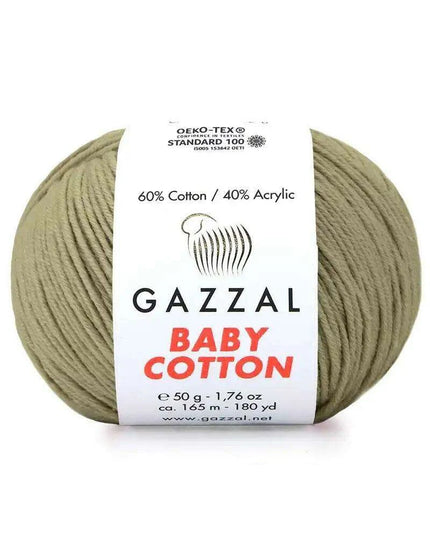 Gazzal Baby Cotton Ball Hand Knitting Yarn - 50g, 165m, Soft Cotton-Acrylic Blend for Creative Crochet & DIY Projects, Turkish Quality