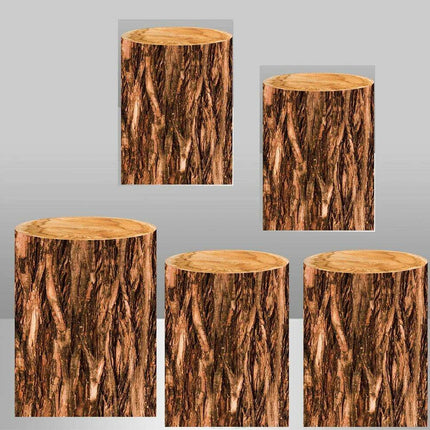 Customizable Wood Bark Elastic Fabric Cylinder Covers for Stunning Dessert Table Decor