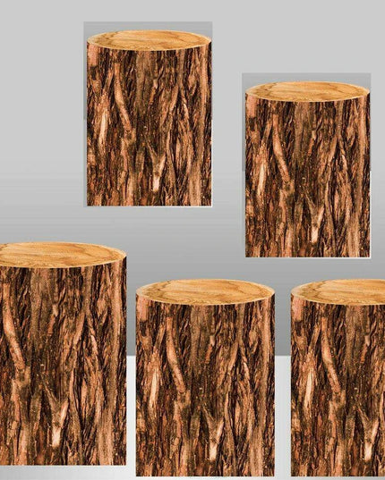 Customizable Wood Bark Elastic Fabric Cylinder Covers for Stunning Dessert Table Decor