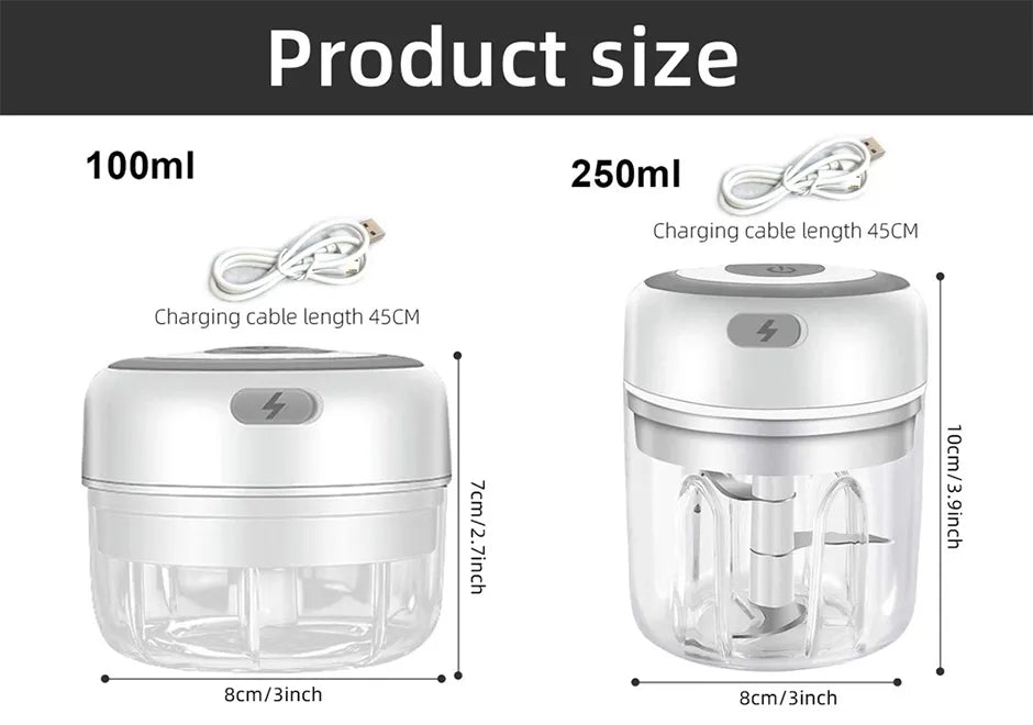 Compact Electric Garlic Chopper with Quick-Slice Technology and Adjustable Capacity