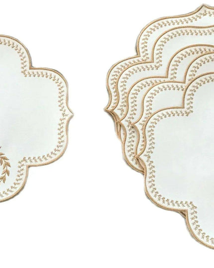 Elegant Embroidered Dining Ensemble: Luxe Faux Leather Set for Elevated Table Decor