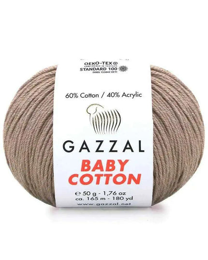 Gazzal Baby Cotton Ball Hand Knitting Yarn - 50g, 165m, Soft Cotton-Acrylic Blend for Creative Crochet & DIY Projects, Turkish Quality