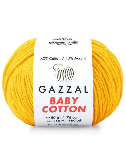 Gazzal Baby Cotton Ball Hand Knitting Yarn - 50g, 165m, Soft Cotton-Acrylic Blend for Creative Crochet & DIY Projects, Turkish Quality