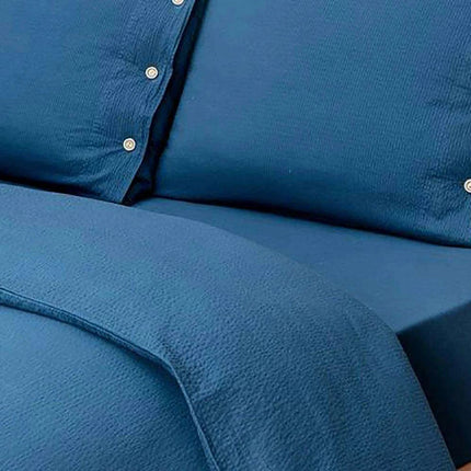 Luxurious Navy Blue Cotton Duvet Set - Nordic Design Excellence
